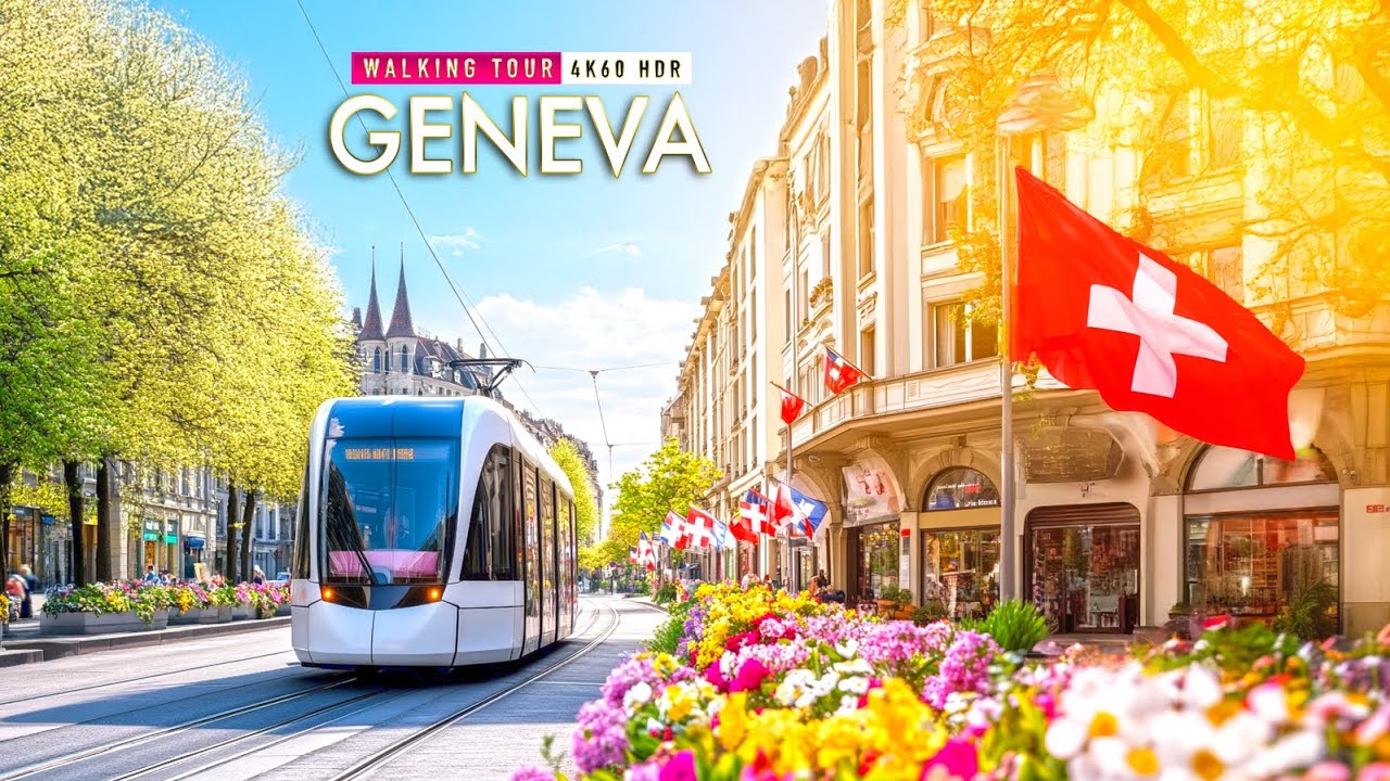 Immersive street-level walking tour through Geneva, Switzerland, showcasing authentic urban landscapes, local architecture, and the vibrant atmosphere of the city's neighborhoods