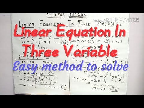 Linear equation in three variable | how to solve linear equation in 3 variables Video