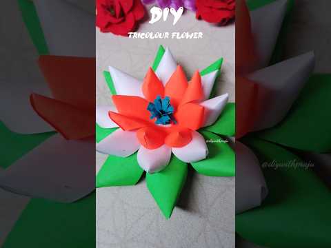 Diy tricolour flower 🌹🇮🇳 #shorts #youtubeshorts #diy #independenceday #15august #craft #flowers