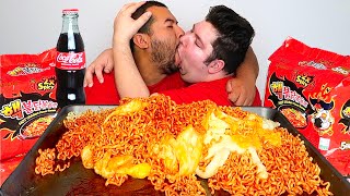 WHY WE CAN'T BREAK UP • SPICY CHEESY FIRE NOODLES • Mukbang & Recipe