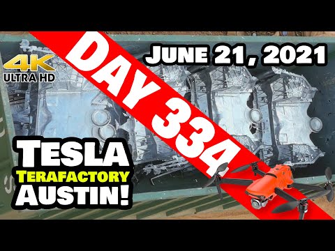 Tesla Gigafactory Austin 4K  Day 334 - 6/21/21 - NEW CASTINGS; RECYCLING BIN OR SHIPPING CONTAINER?