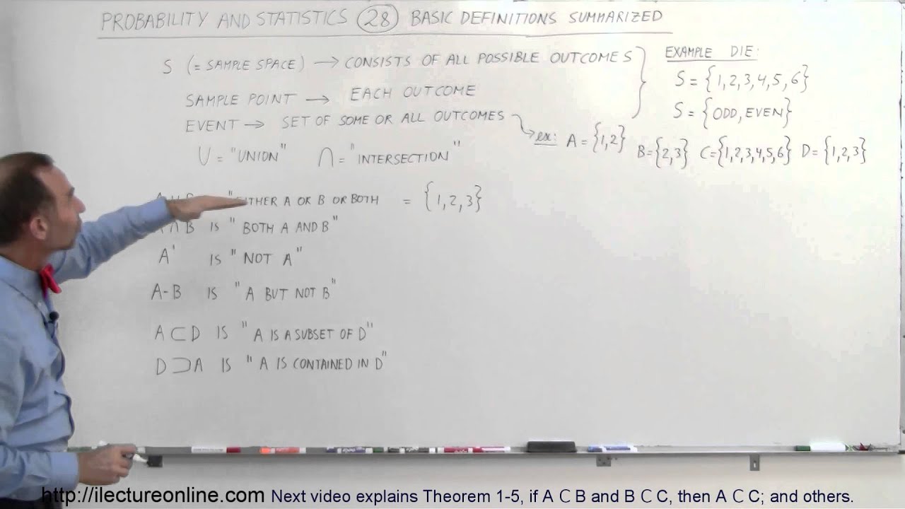 Probability & Statistics (28 of 62) Basic Definitions and Symbols Summarized