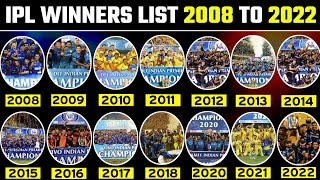 IPL Winners & Runners-Up List From 2008 to 2022 | Indian Premiere League All Seasons Champion Team