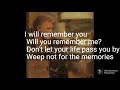 I will remember you Lyrics