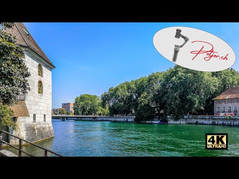Aare trip and lock ride by boat from Solothurn to Biel 4k Switzerland