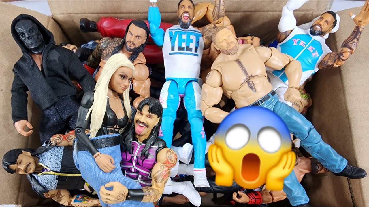 BIG BOX FULL OF CUSTOM WWE ACTION FIGURES 