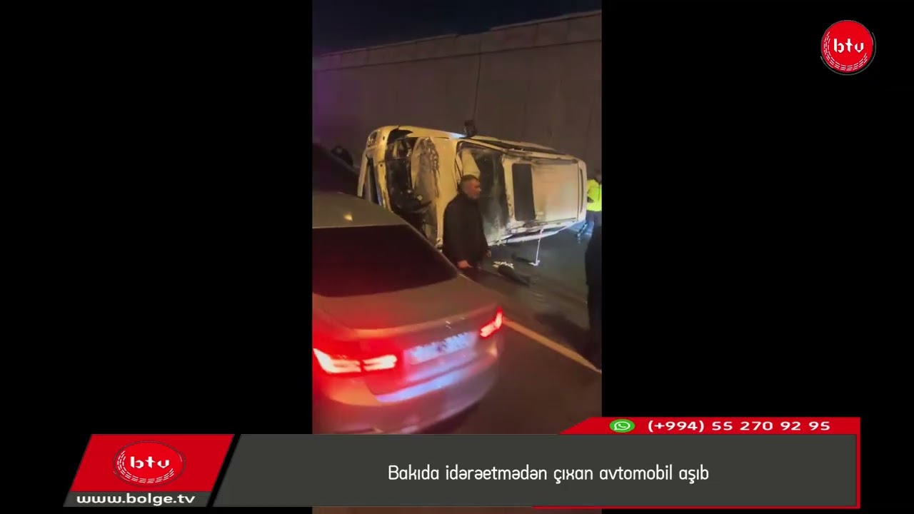 Bakıda idərəetmədən çıxan avtomobil aşıb