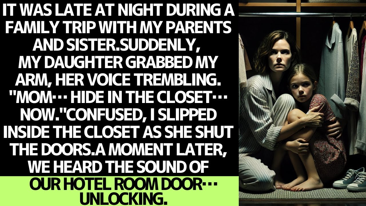 During a family trip, my daughter told me to hide… then the hotel door unlocked by itself.