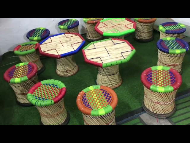 Bamboo mudha stools - Sarkanda Mudha Set / Bamboo Mudha Mora Furniture ...