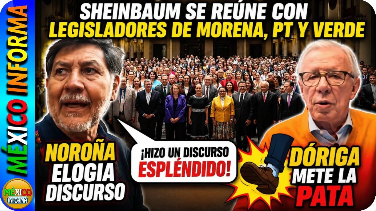 REUNIÓN EN PALACIO. SHEINBAUM SE REÚNE CON EL PT, VERDE Y MORENA. NOROÑA ELOGIA DISCURSO.