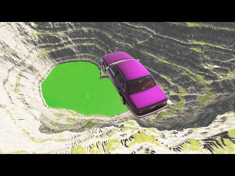 Leap of Death Cars Jumps & Falls into Green Slime Pit #166  | BeamNG drive