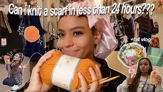 Can i knit a scarf in less than 24 hours….+ a cute fall vlog 🧶