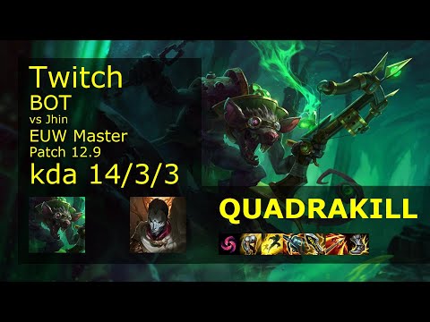 Twitch ADC vs Jhin - EUW 14/3/3 Patch 12.9 Gameplay