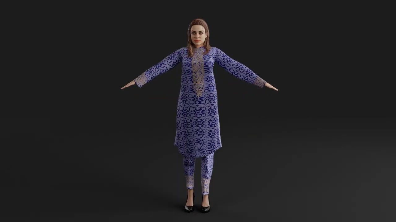 Realistic Arab Female Character in Traditional Dress 3D Model