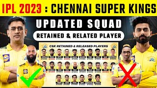IPL 2023 - CSK Released Players 2023 - Chennai Super Kings All Retained And Released Players List