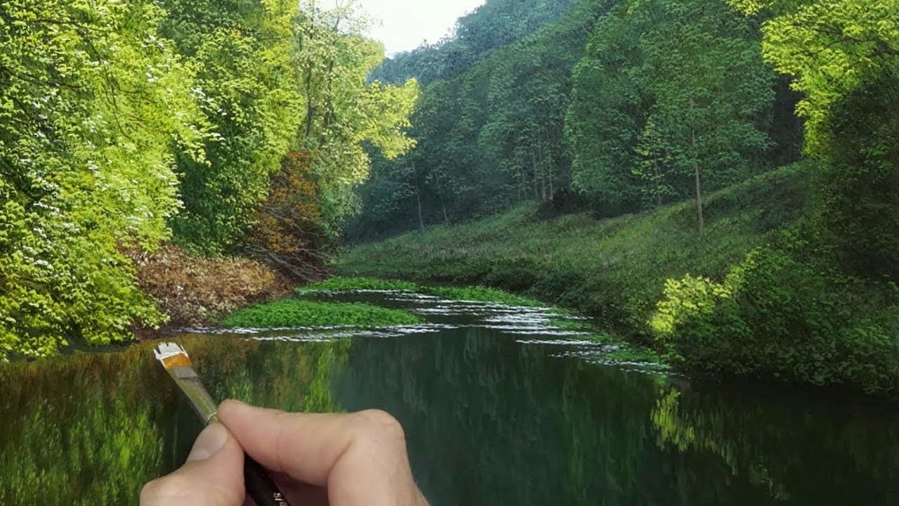 oil painting of a landscape scenary timelapse by michael james smith
