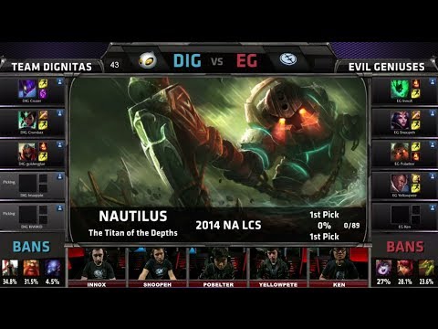 Dignitas vs Evil Geniuses | 2014 NA LCS Spring split S4 W10D1 G1 | DIG vs EG Week 10 Day 1 full game