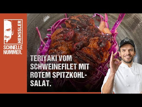 Schnelles Teriyaki vom Schweinefilet mit rotem Spitzkohlsalat Rezept von Steffen Henssler