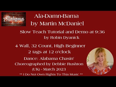 Ala-Damn-Bama by Martin McDaniel - SLOW Teach High Beginner Line Dance Tutorial - Demo at 9:36