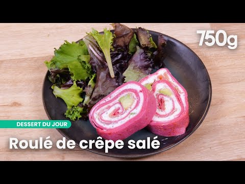 Pink Crepe Roll with Smoked Salmon, Avocado and Fresh Goat Cheese