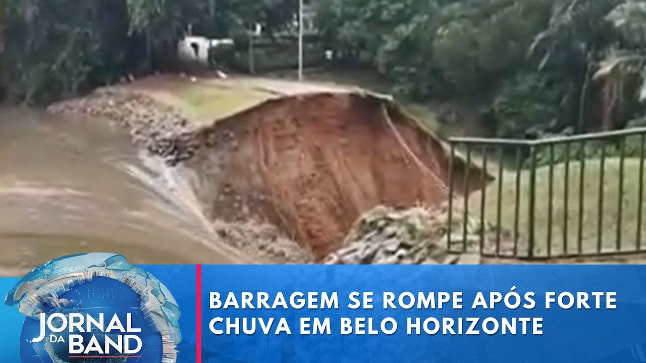 Barragem se rompe e carros são arrastados após forte chuva em BH | Jornal da Band
