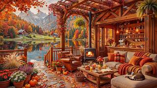 Warm Autumn Jazz 🍂 Fall Leaves & Fireplace ~ Piano Jazz Melodies To Melt Stress and Refresh Spirit