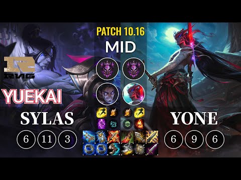 RNG yuekai Sylas vs Yone Mid - KR Patch 10.16