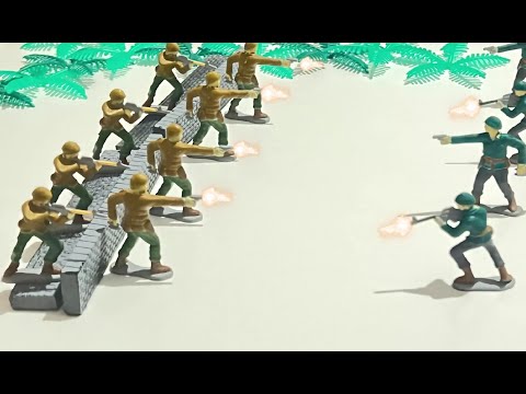 (NO AI) Plastic Battle | Green Vs Tan Warfare | Army Men Stop Motion