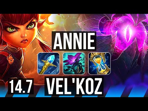 ANNIE vs VEL'KOZ (MID) | 13/3/18, 44k DMG, 300+ games | NA Master | 14.7