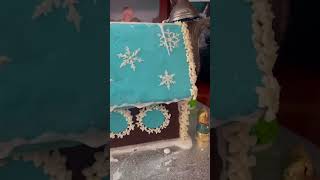 Homemade Grinch Xmas gingerbread house with Lindt Bears