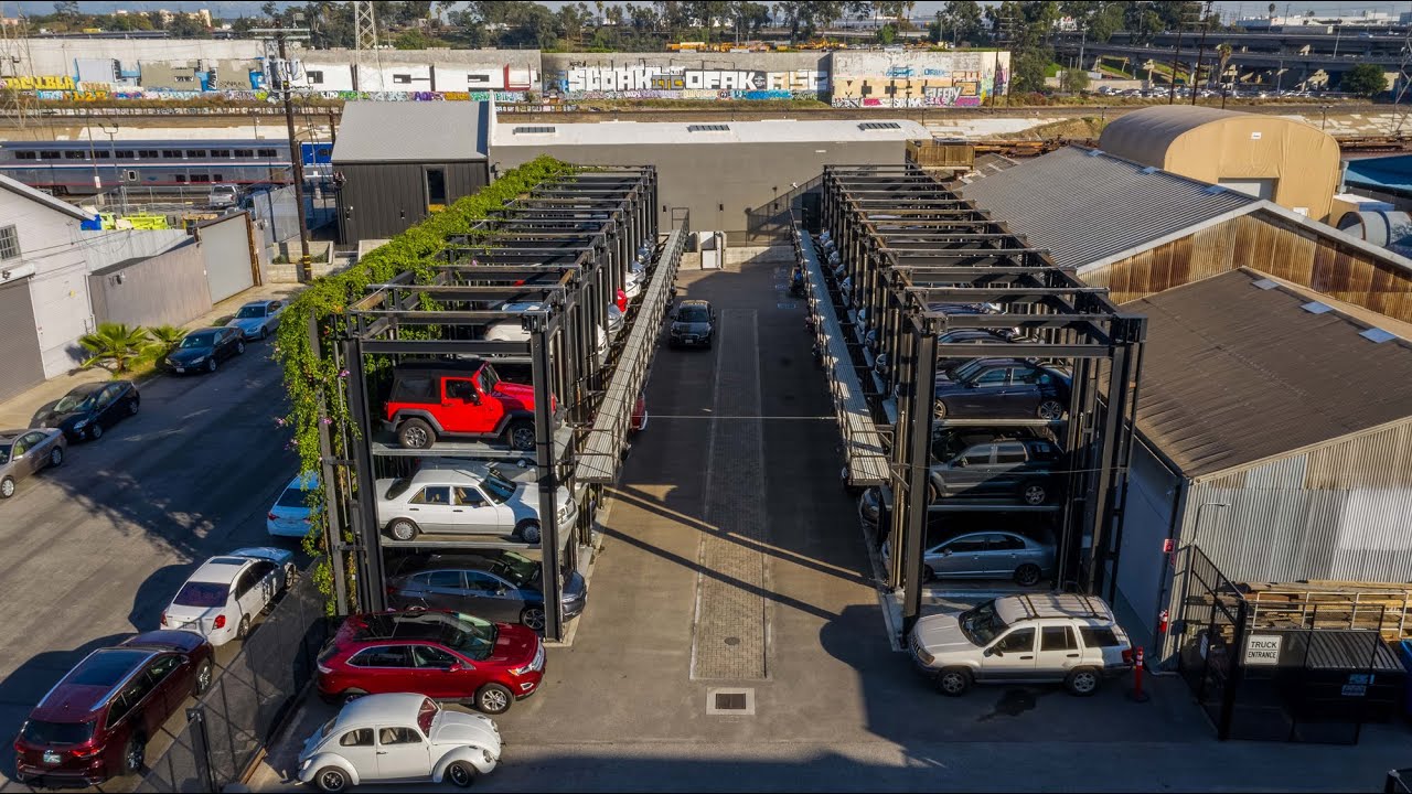 ParkPlus TP500 Triple Stacker high-density parking system at Hyperloop Campus, Los Angeles — project video