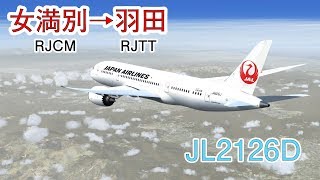 【P3D】JAL女満別→羽田空港 B787-8 JL2126D【航空実況・v-PILOT】