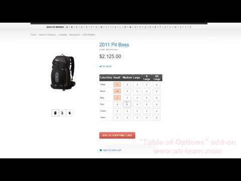 CS-Cart Table of Options add-on