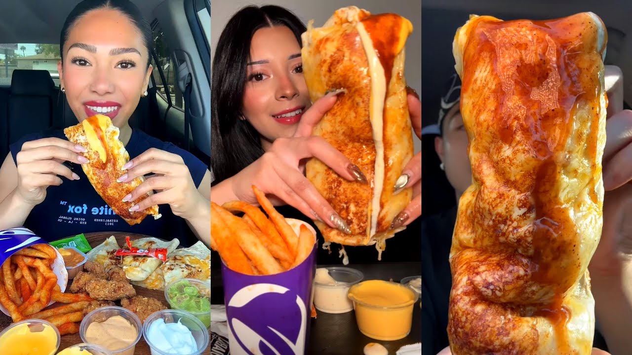 TIKTOK Taco Bell Mukbang Compilation | Grilled Cheese Burrito, Nacho Fries & More!