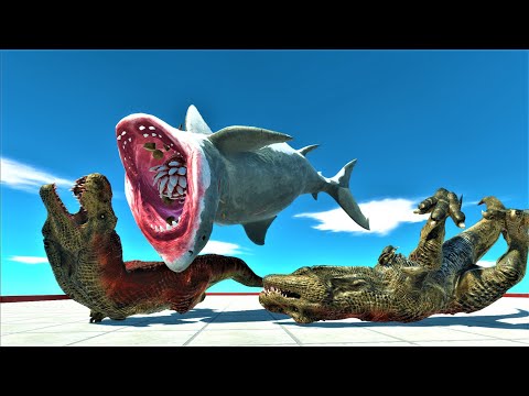 Mutant megalodon vs 2 boss (1x2) animal revolt battle simulator