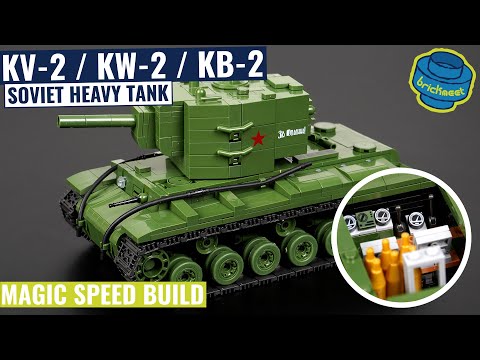 KV-2 / KW-2 / KB-2 - Soviet Heavy Tank With Little Interior - QuanGuan 100239 (Speed Build Review)