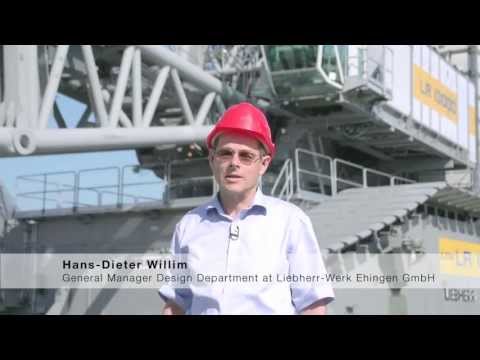 Demonstrating about the liebherr crane