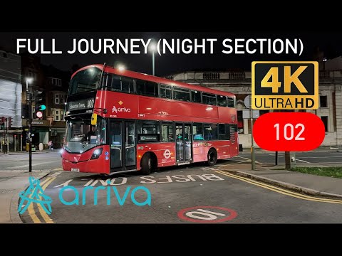Full Journey on London Bus Route 102 (Night Section Only): Golders Green → Edmonton Green 