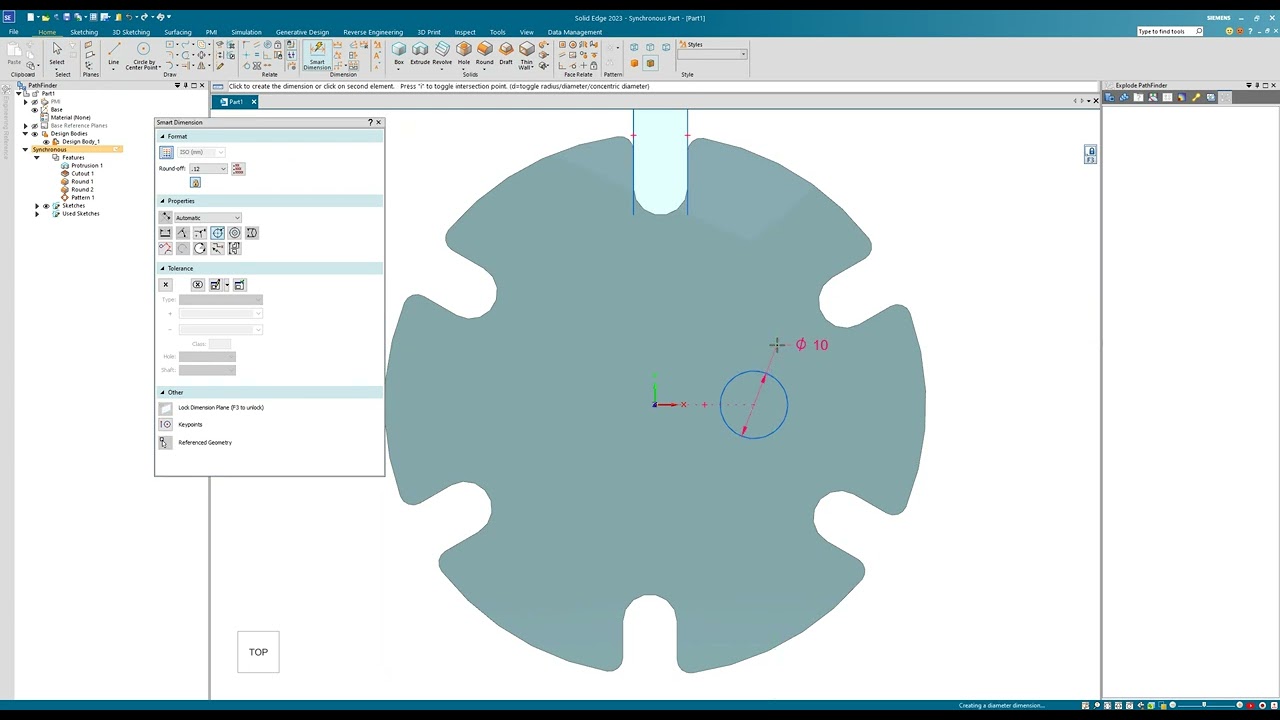 Solid edge Circular Pattern with Synchronous