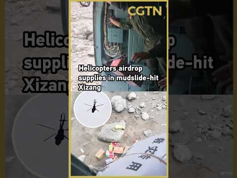 Two helicopters airdrop emergency supplies to China's Gyirong Port