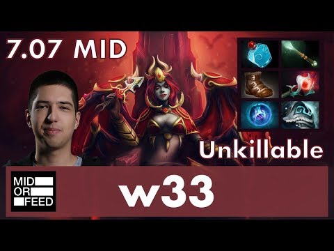 w33 Queen Of Pain MID | Unkillable | 7.07 Update Patch Dota 2 Gameplay Pro MMR