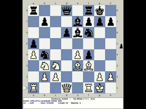 Vinokurov, Andrei vs Tal, Mihail | URS Chess TJ 1954, Leningrad Russia