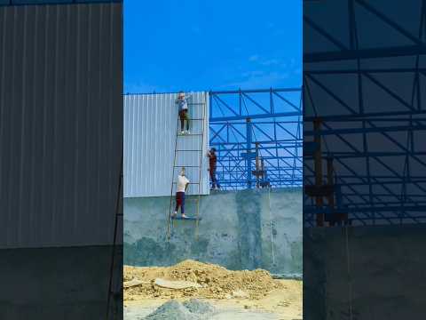 Vartical sheeting teen shed टीन शेड में वाटीकल मैट्रो सीट लगाने का तरीका #fabrication #shorts