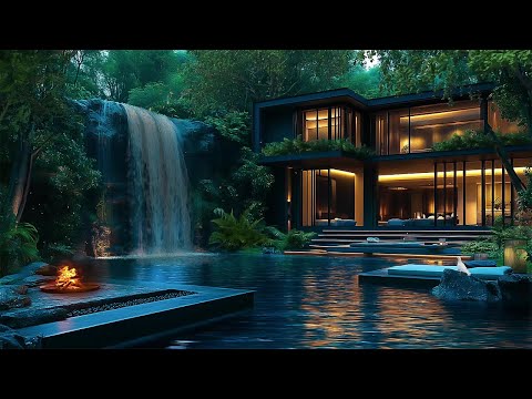 Peaceful Zen Garden🍃Serenity with Warm Bonfire, Stream and Waterfall - Meditation, Relaxation