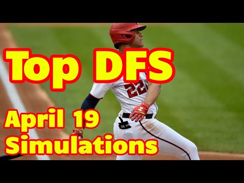Top MLB Baseball DFS plays based on 10,000 simulations in Excel - April 19, 2022