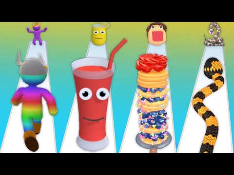 GIANT RUSH vs JUICE RUN vs PANCAKE RUN vs SNAKE RUN RACE - Quadruple Game