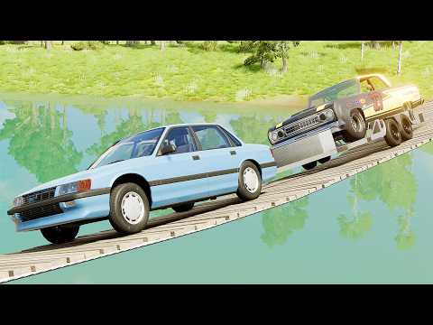 Mobil vs Suspension Bridge #13 - BeamNG Drive
