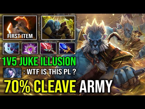 WTF 70% Cleave Battle Fury Illusion Army with 1v5 Nullifier Bloodthorn Phantom Lancer Dota 2