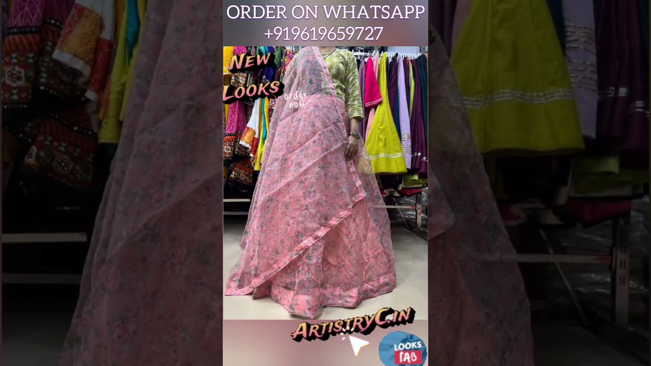 Latest Floral Organza Lehenga for Party Under 1365? Janhvi Kapoor Look! WhatsApp +919619659727