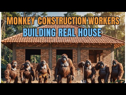 ASMR Monkey Construction Workers Building Real House | Foundation to Finish [Satisfying & Relaxing]